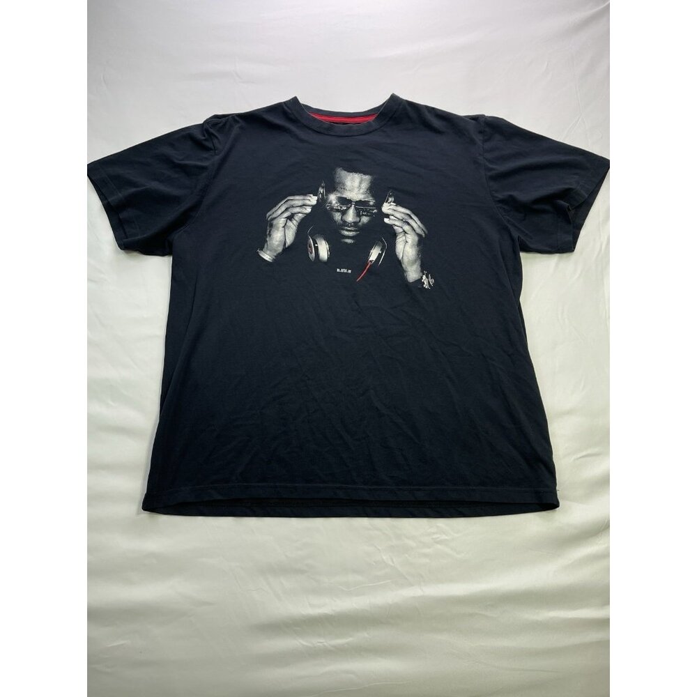 Nike LeBron James Shirt Mens Size 2XL Black Beats Headphones Dri Fit Tee T-Shirt